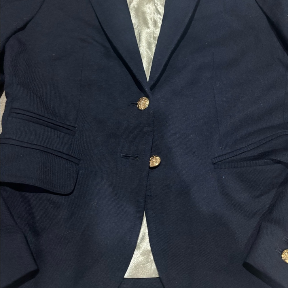 J. Crew School Boy Blazer Navy Blue Gold Buttons Classic Wool Preppy Size 2 - Picture 4 of 6